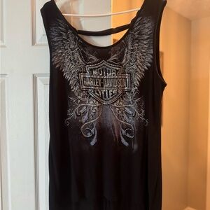 Harley-Davidson Black Graphic Cut Out Tank Top